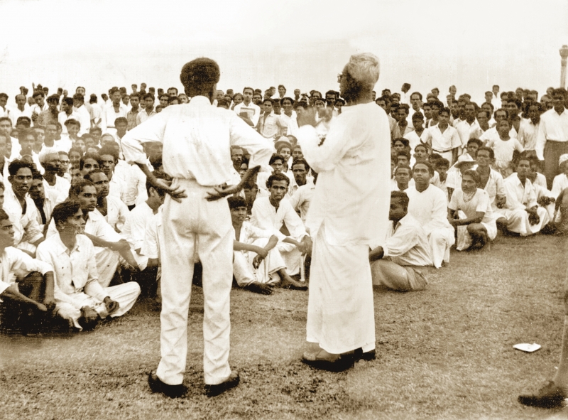 LHM addresses crowd in 1956